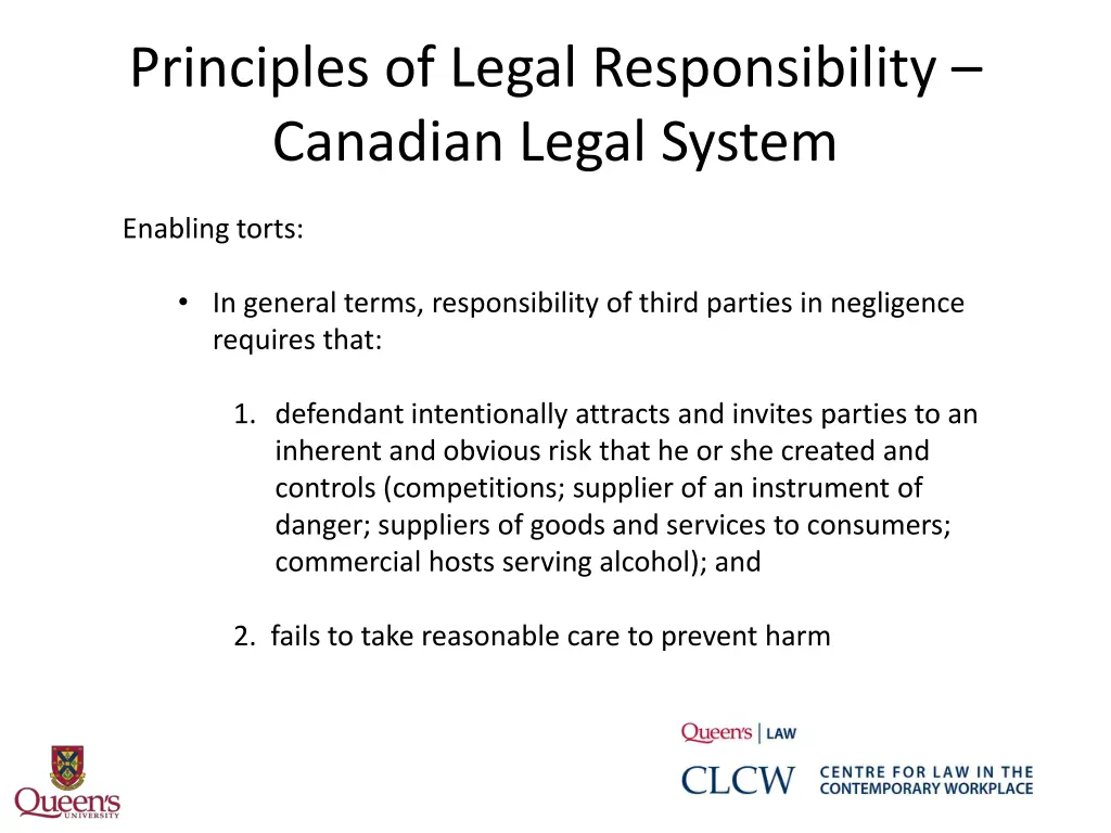 principles of legal responsibility canadian legal