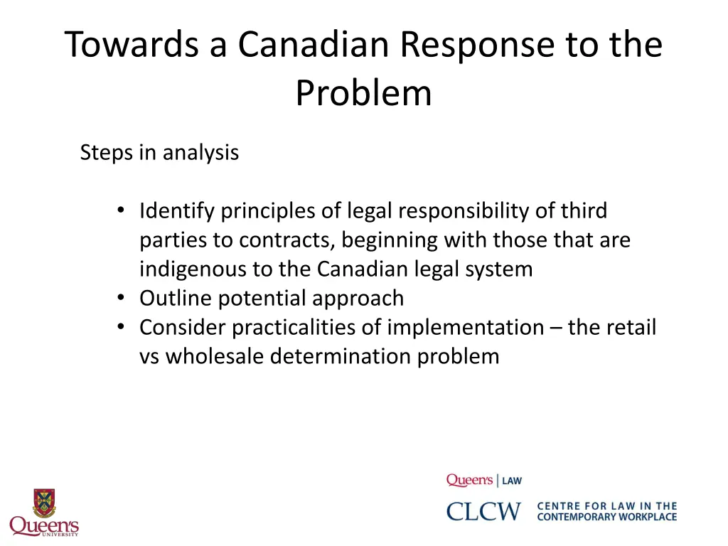 towards a canadian response to the problem 1