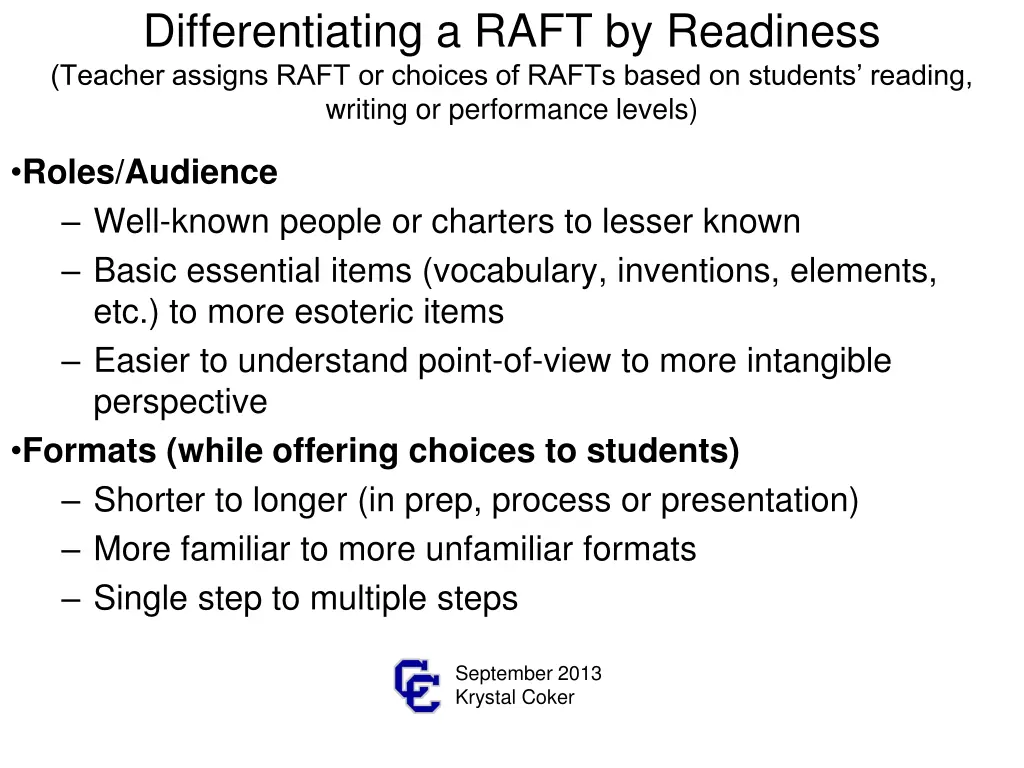 differentiating a raft by readiness teacher