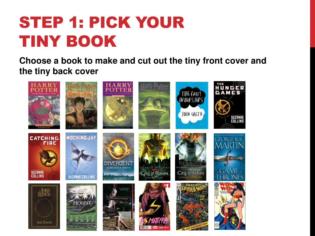 step 1 pick your tiny book choose a book to make