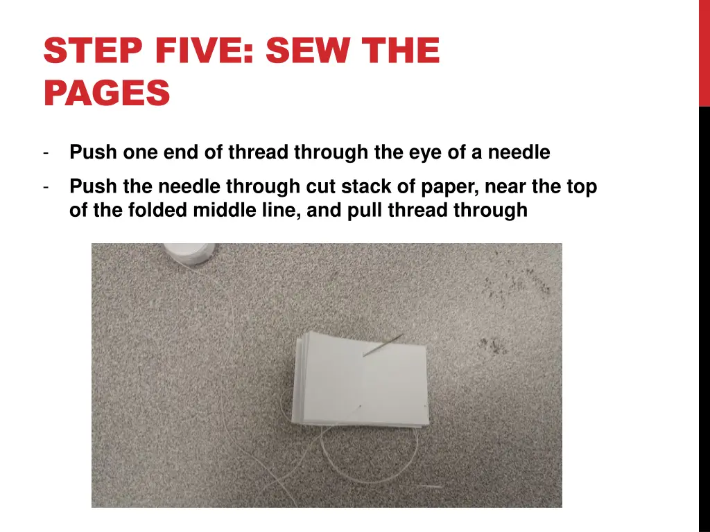 step five sew the pages