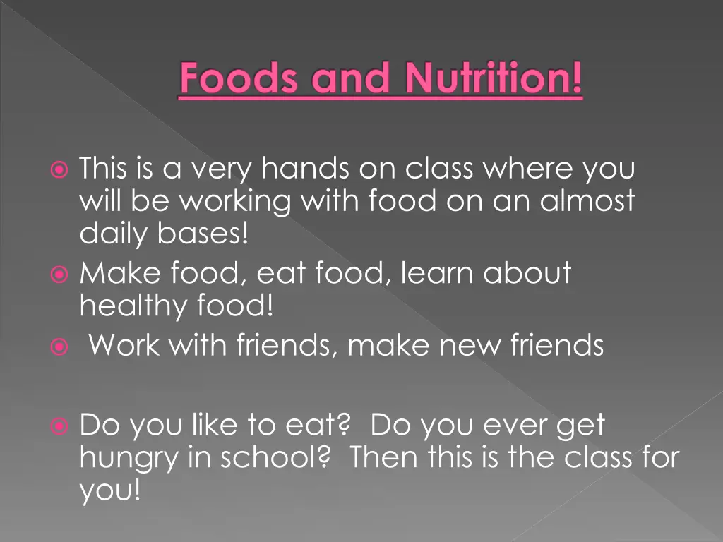 foods and nutrition