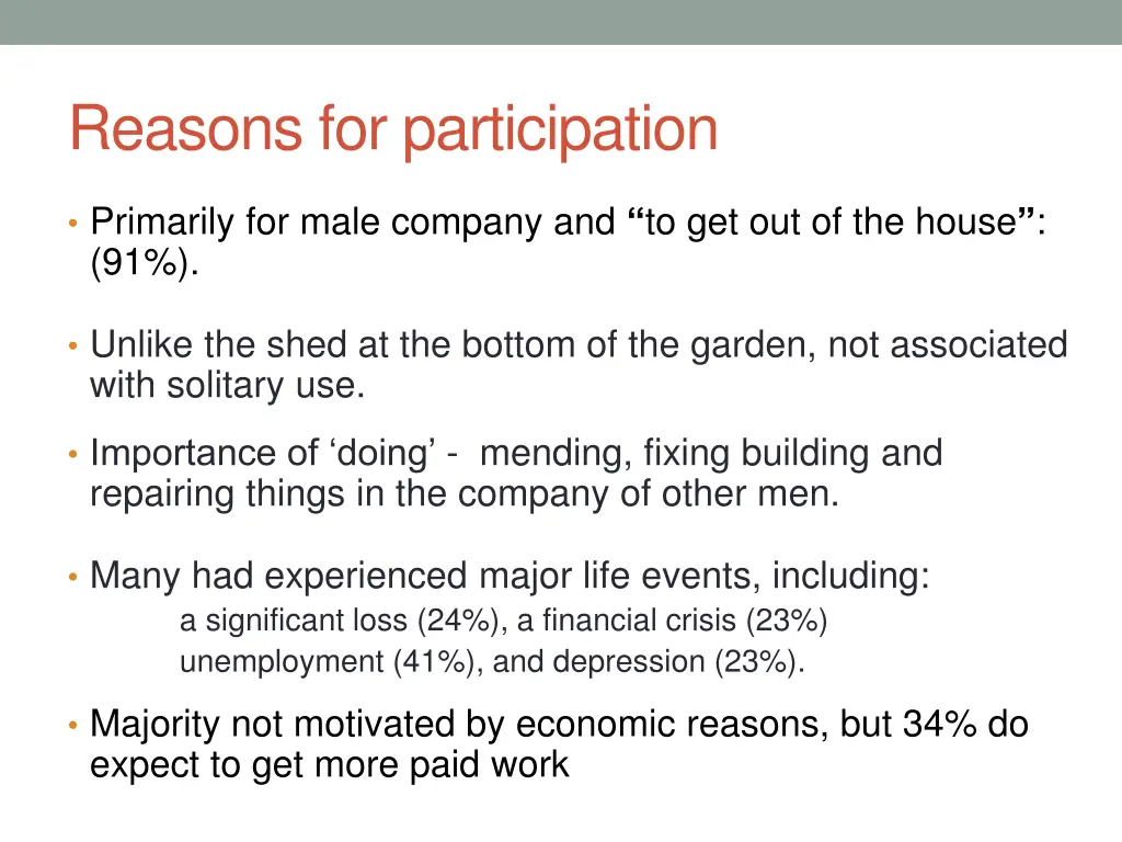 reasons for participation