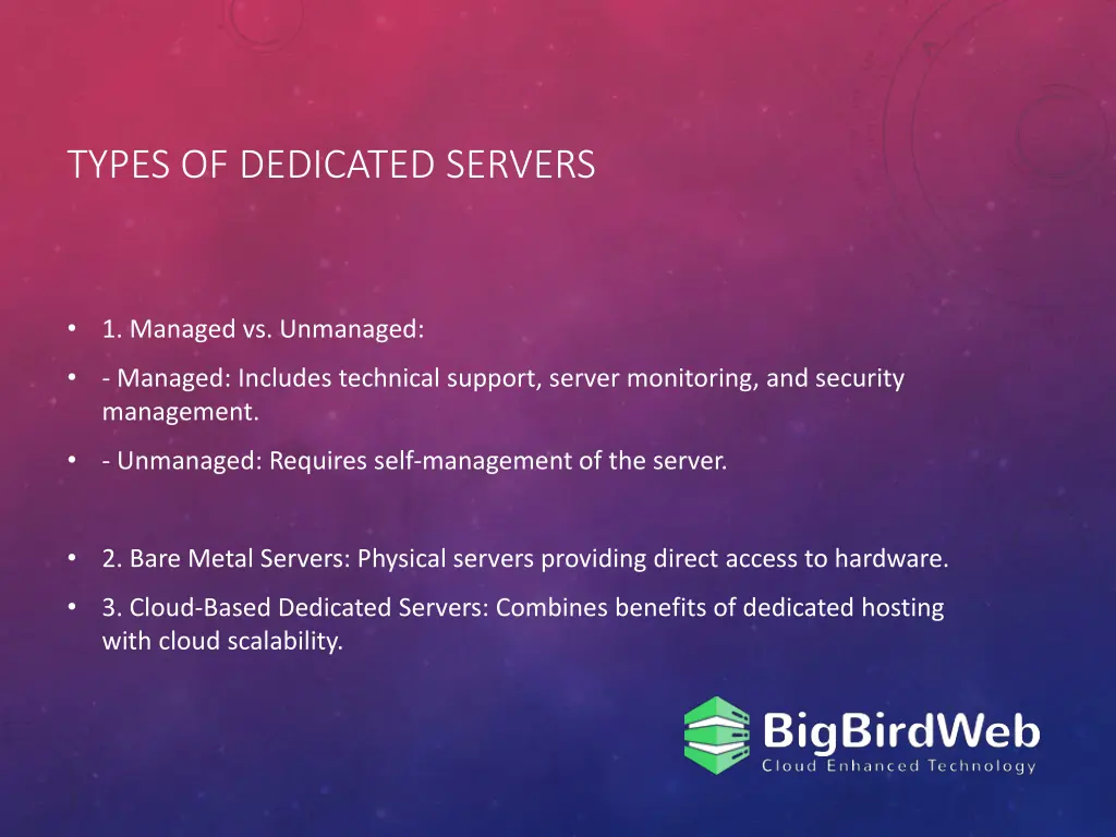 types of dedicated servers