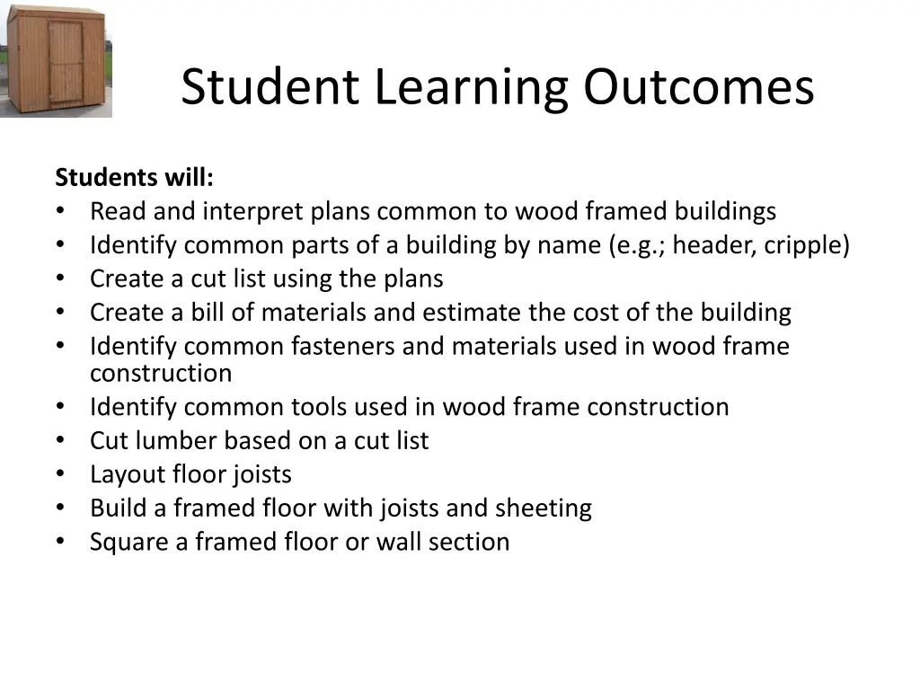 student learning outcomes