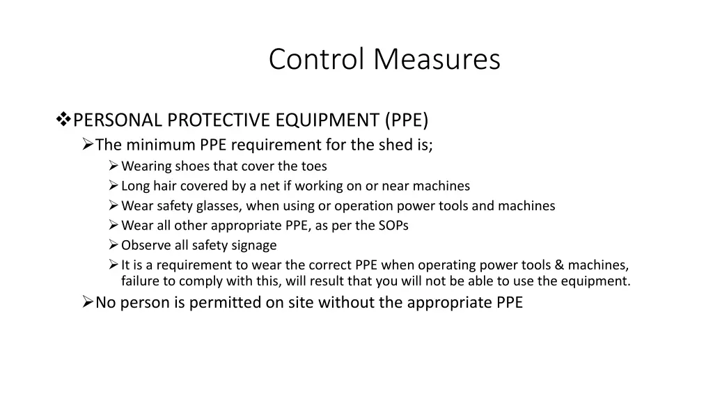 control measures