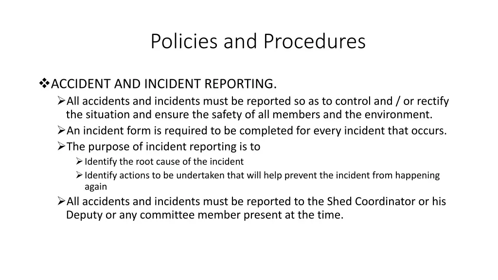 policies and procedures