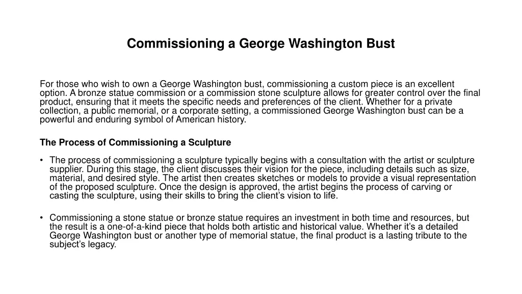 commissioning a george washington bust