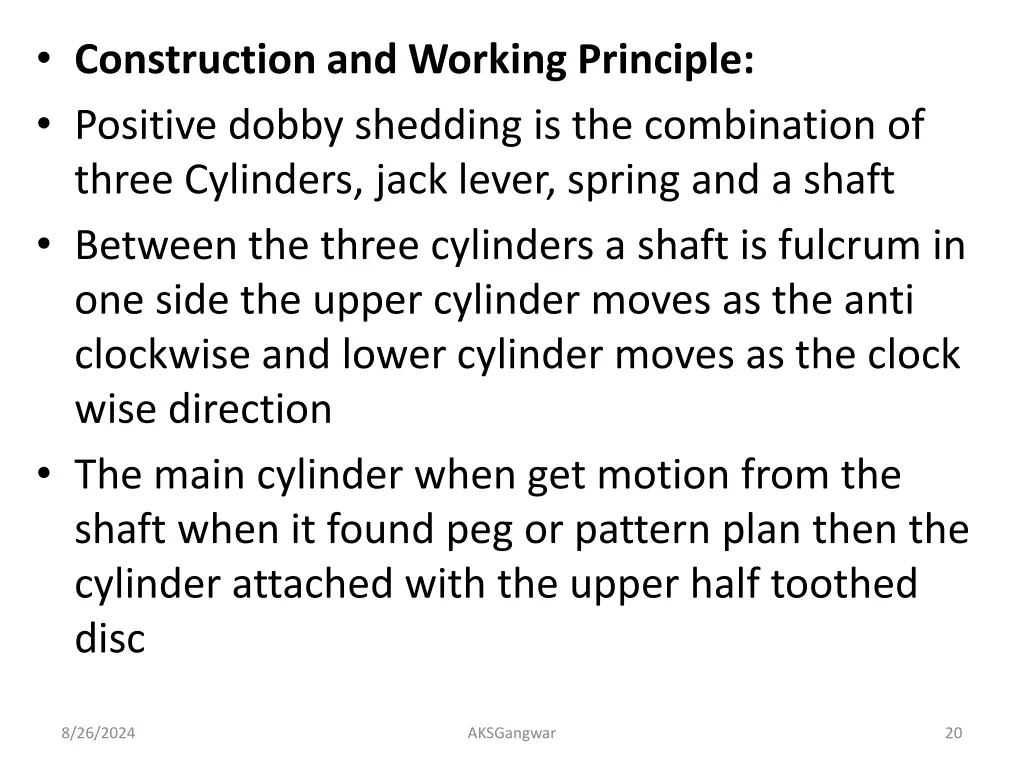 construction and working principle positive dobby