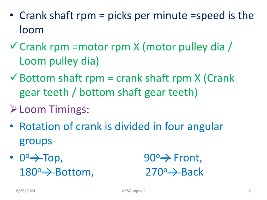 crank shaft rpm picks per minute speed