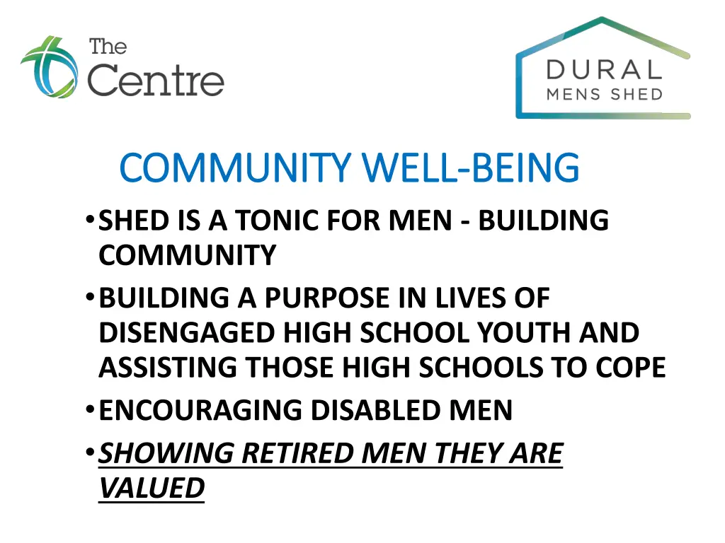 community well community well being shed