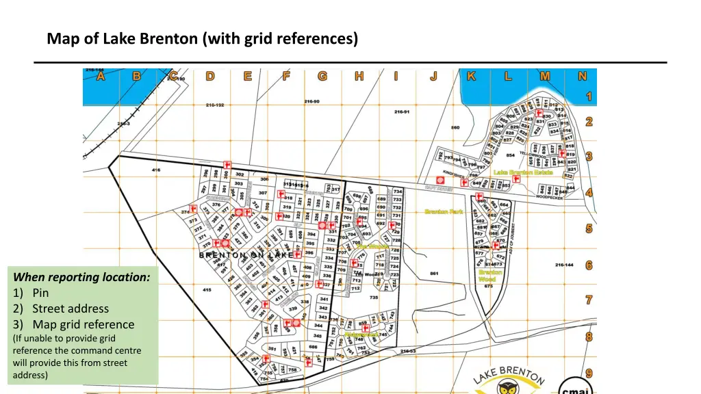 map of lake brenton with grid references