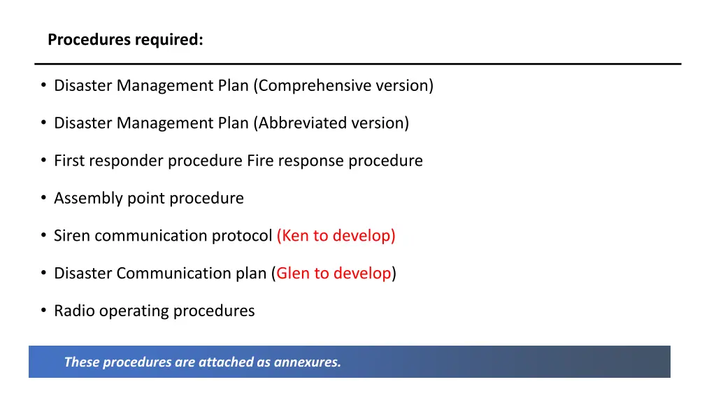 procedures required