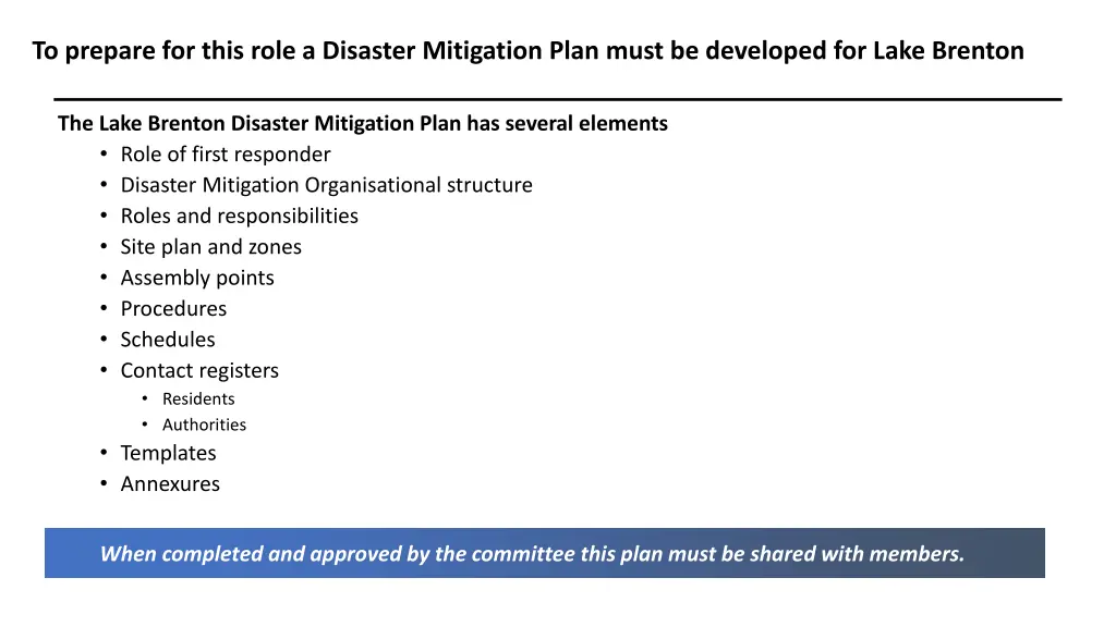 to prepare for this role a disaster mitigation