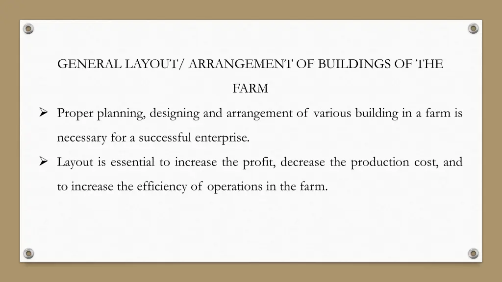 general layout arrangement of buildings of the