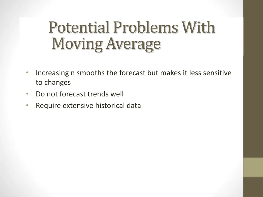 potential problems with moving average