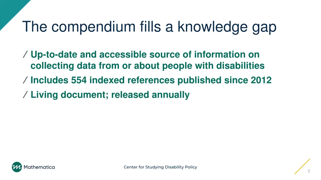 the compendium fills a knowledge gap