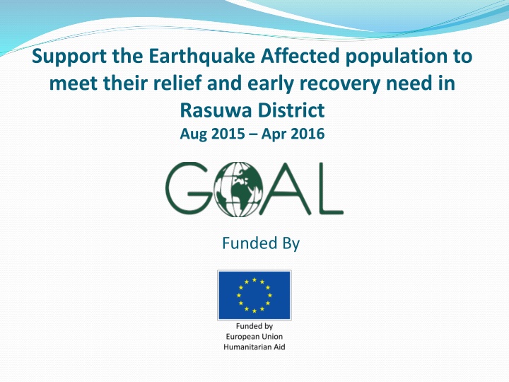 support the earthquake affected population