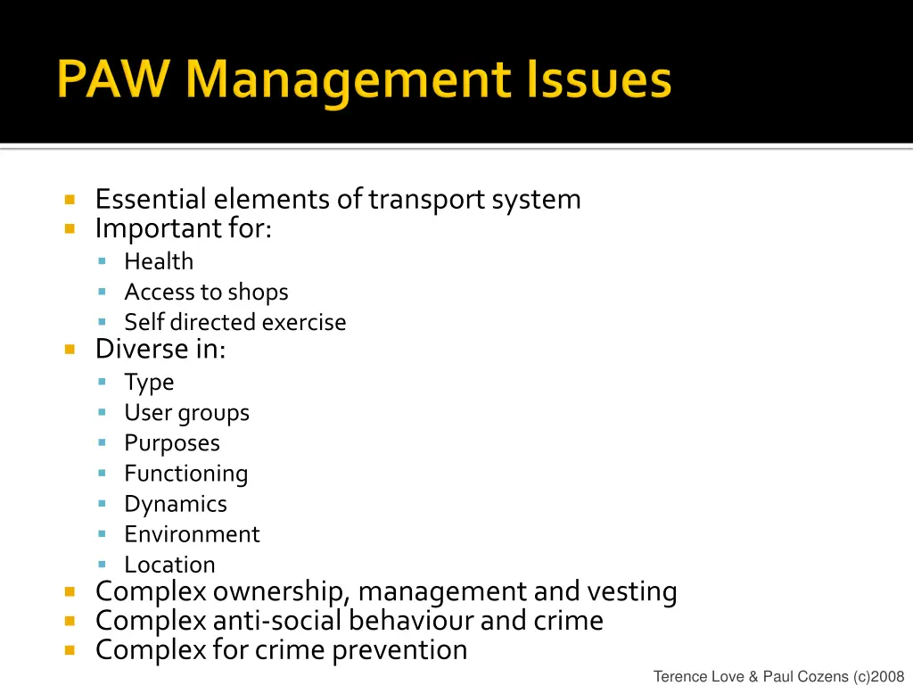 essential elements of transport system important