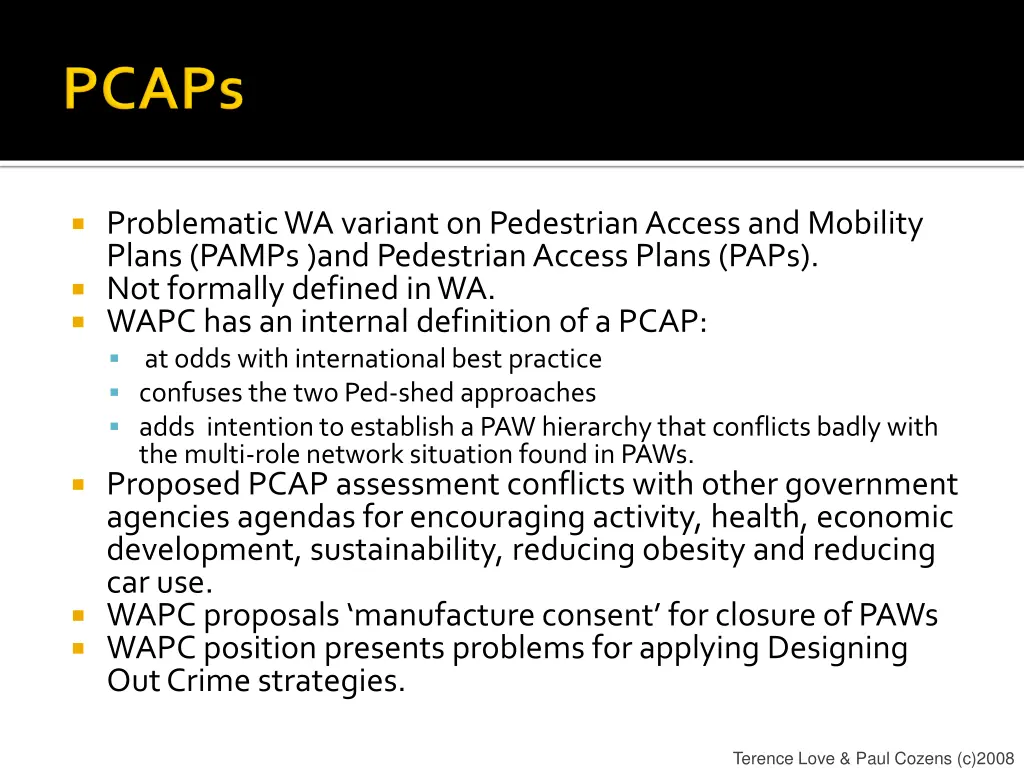 problematic wa variant on pedestrian access