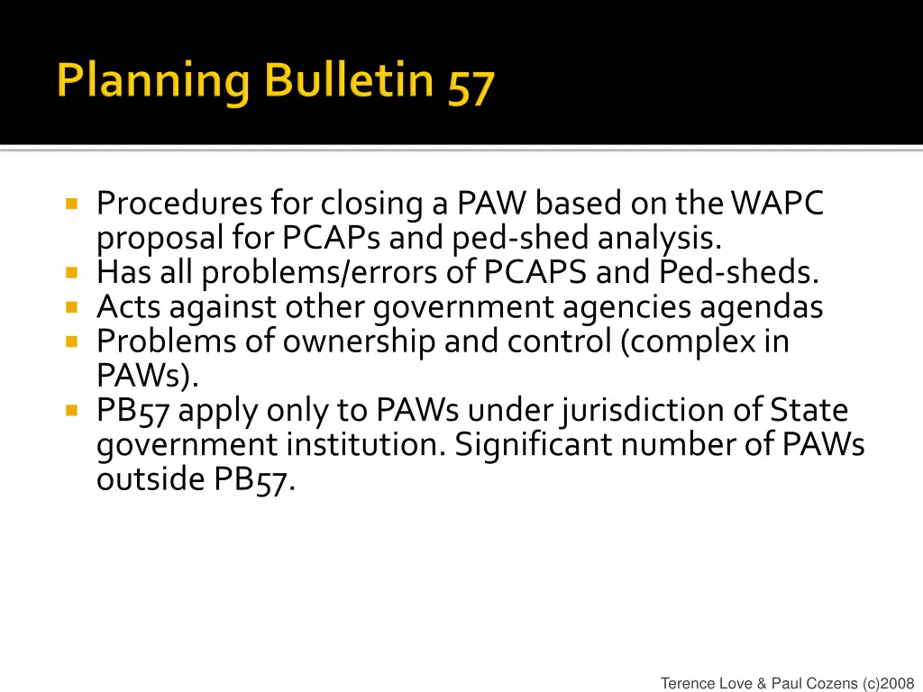 procedures for closing a paw based on the wapc