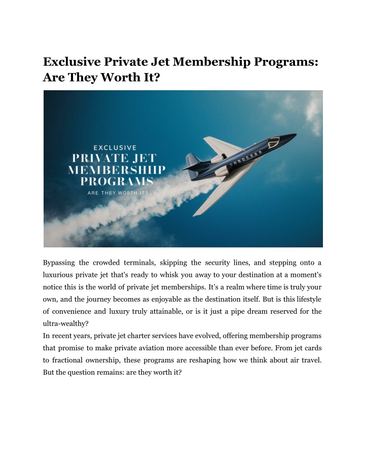 exclusive private jet membership programs