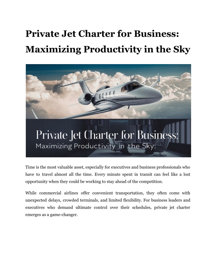 private jet charter for business