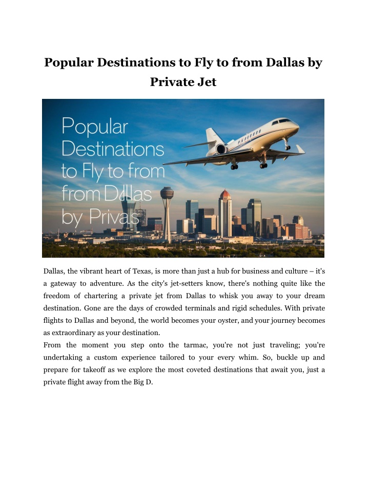 popular destinations to fly to from dallas