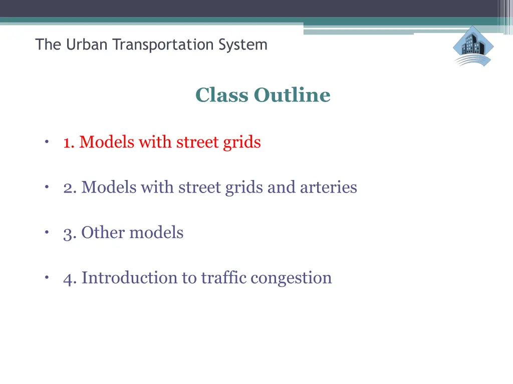 the urban transportation system 1