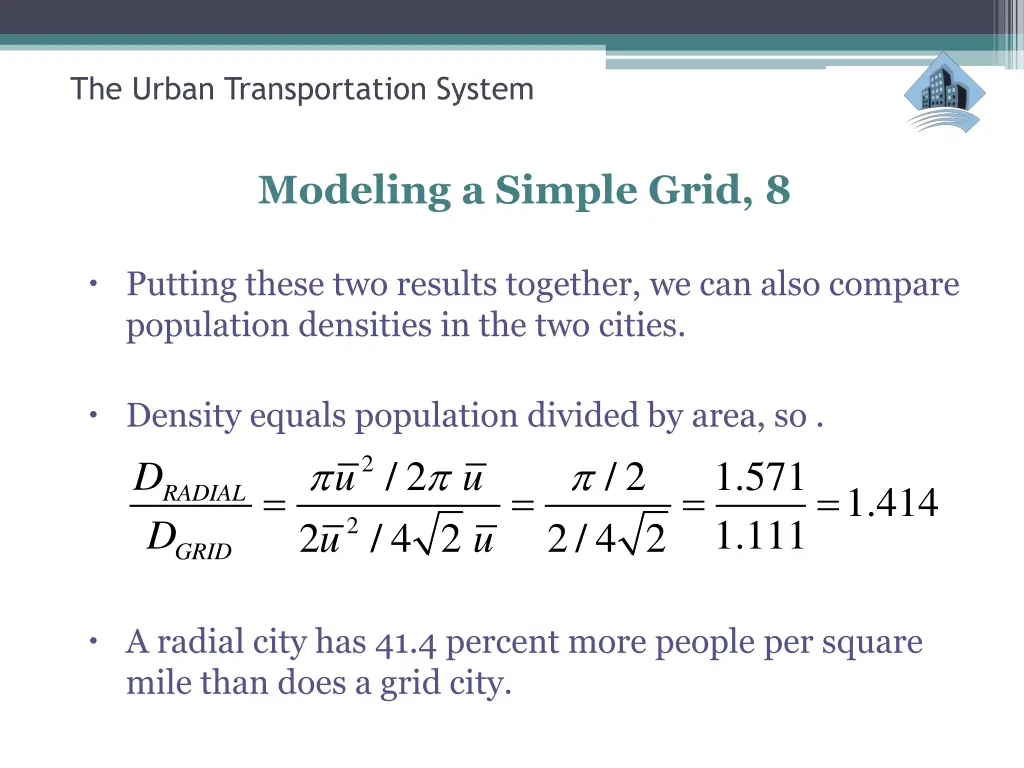 the urban transportation system 11