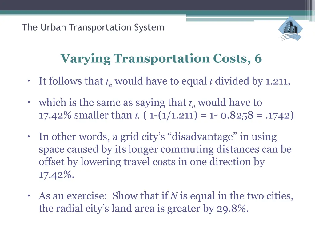 the urban transportation system 19