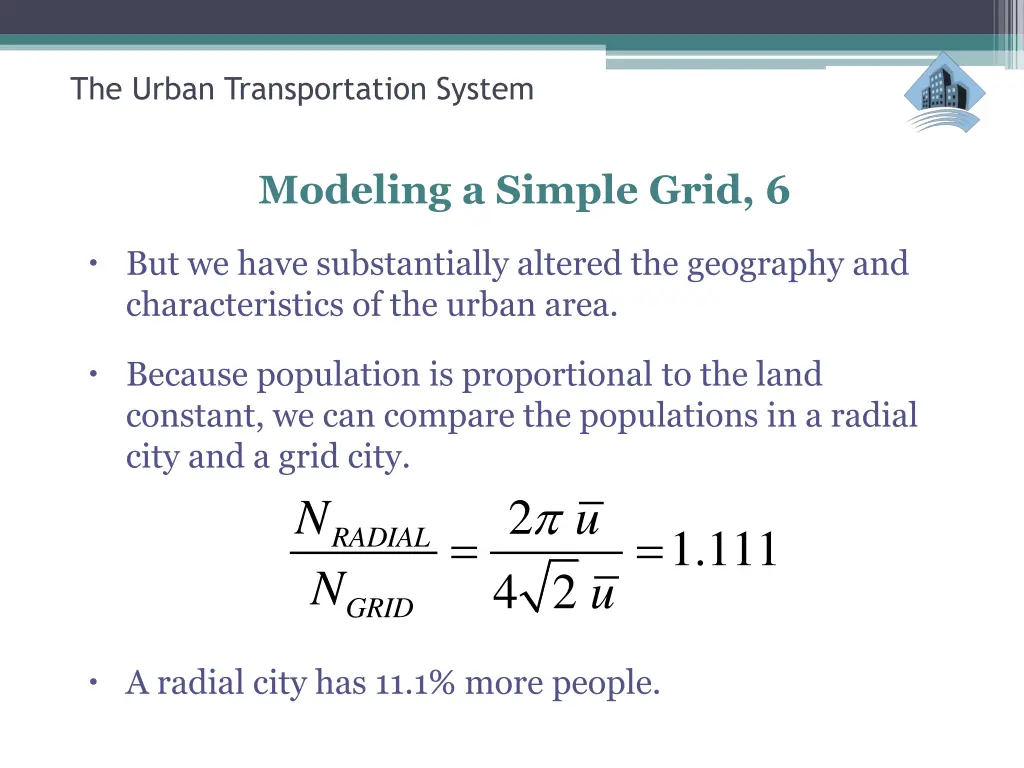 the urban transportation system 9