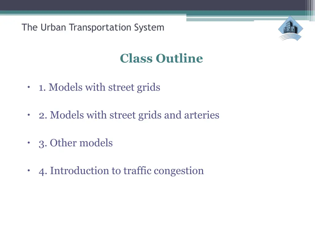 the urban transportation system