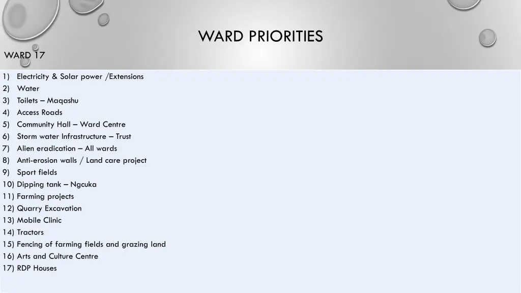 ward priorities 4