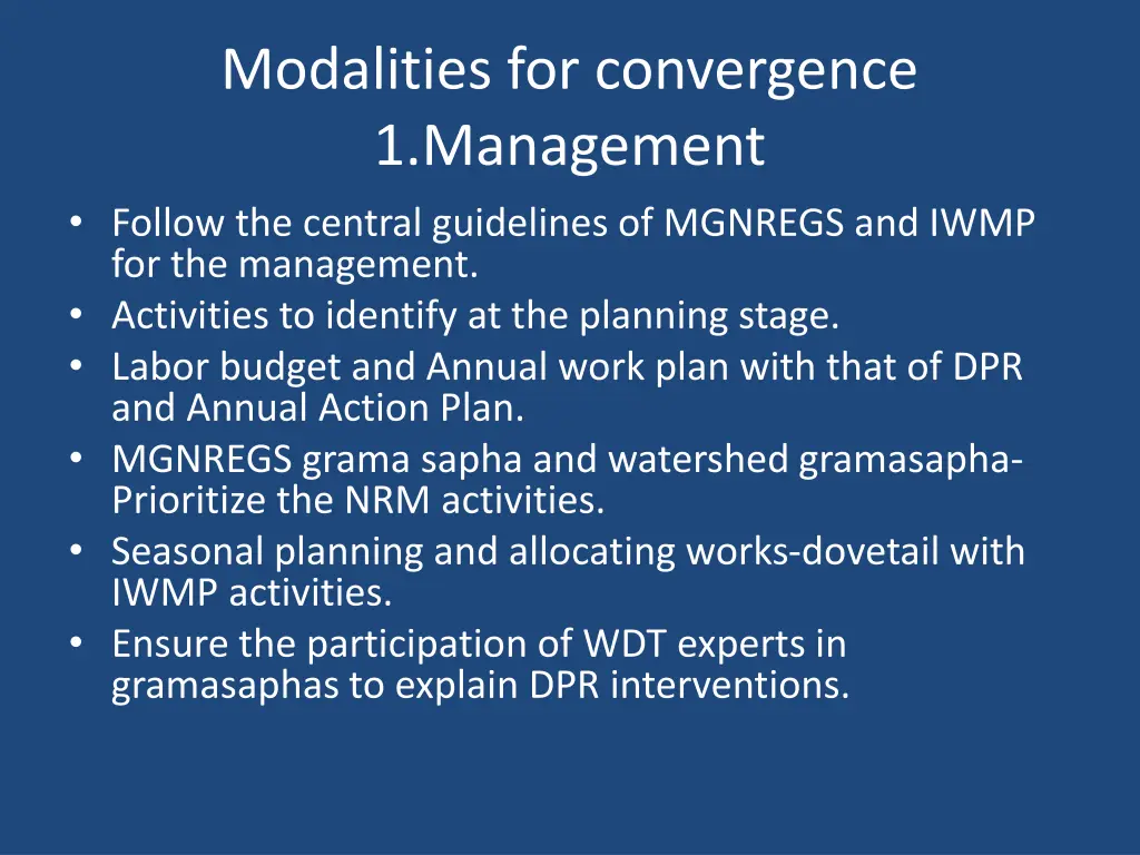 modalities for convergence 1 management follow