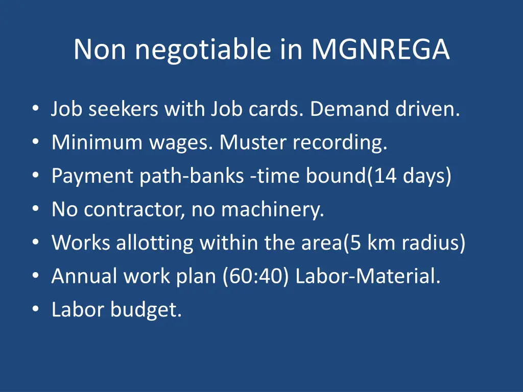 non negotiable in mgnrega