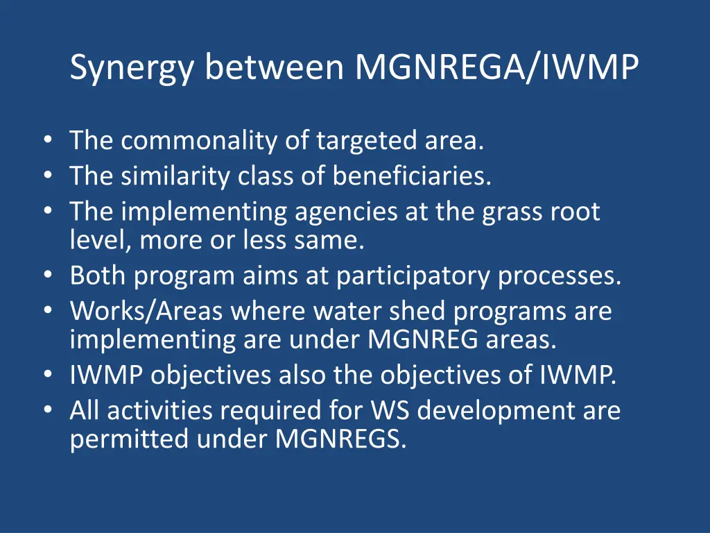 synergy between mgnrega iwmp