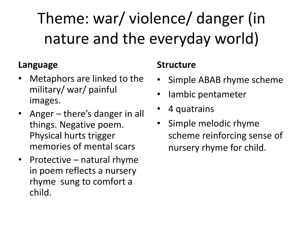 theme war violence danger in nature