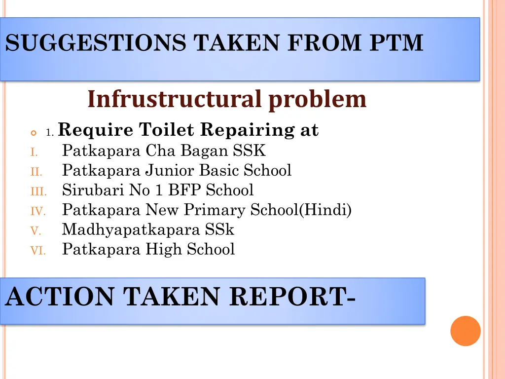 suggestions taken from ptm infrustructural problem 1