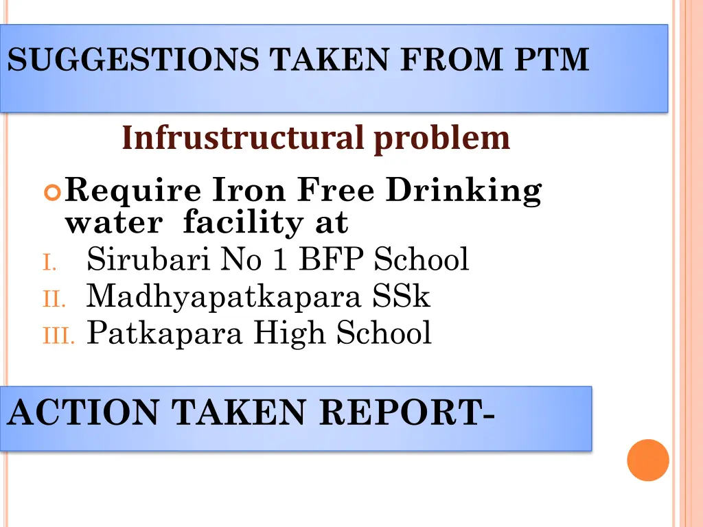 suggestions taken from ptm infrustructural problem 2