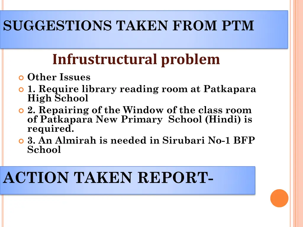 suggestions taken from ptm infrustructural problem 3