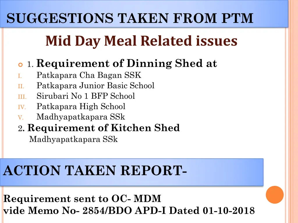 suggestions taken from ptm mid day meal related