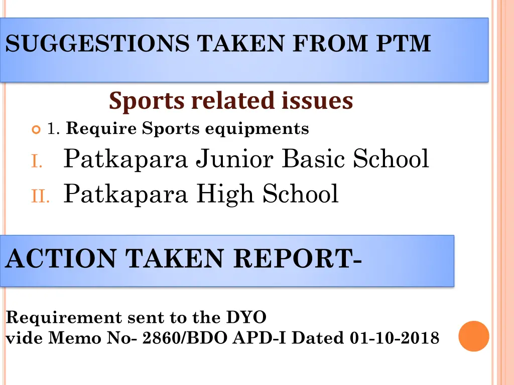 suggestions taken from ptm sports related issues