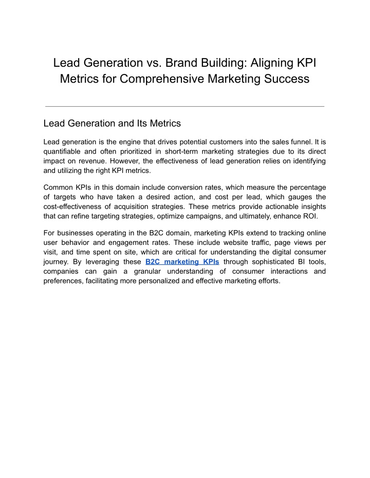 lead generation vs brand building aligning