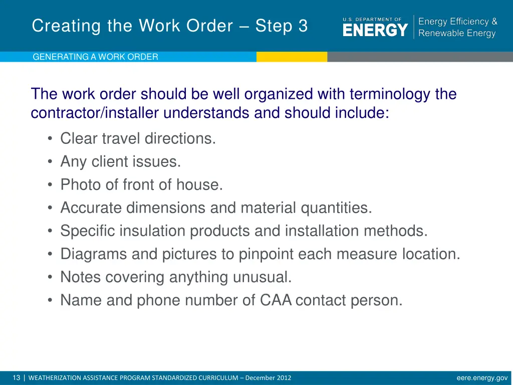 creating the work order step 3