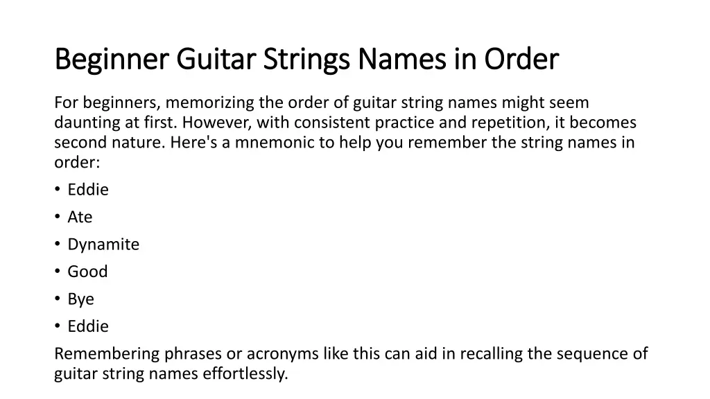 beginner guitar strings names in beginner guitar