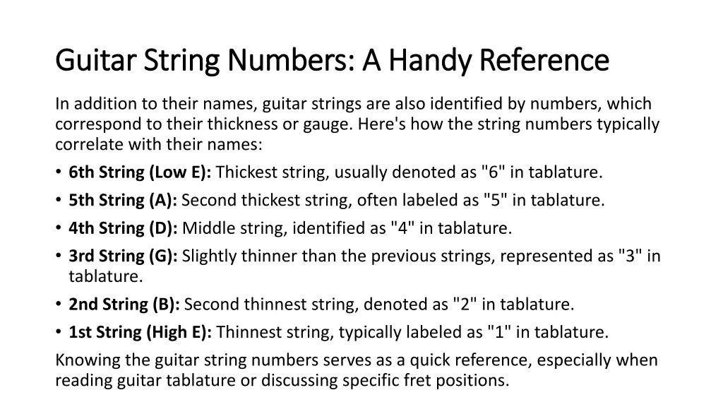 guitar string numbers a handy guitar string