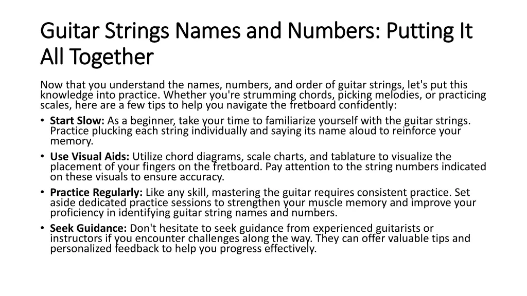 guitar strings names and numbers putting