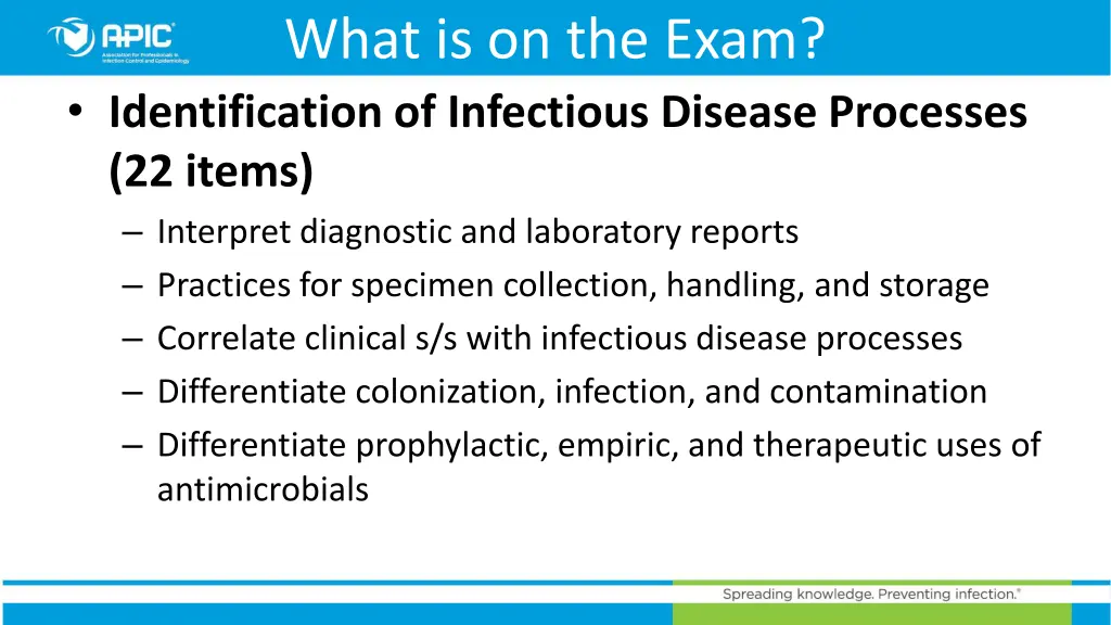 what is on the exam identification of infectious