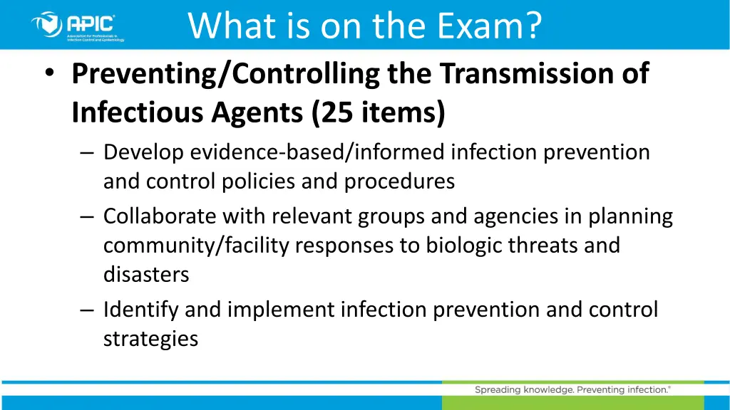 what is on the exam preventing controlling